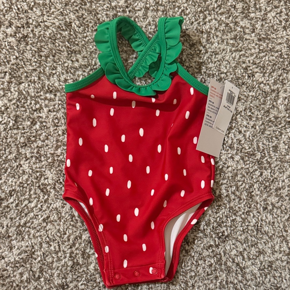 Old Navy Red and Green Kids Swimsuit
